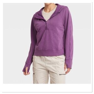 Joylab Women’s Black Half Zip Fleece Pullover Sweatshirt Mulberry